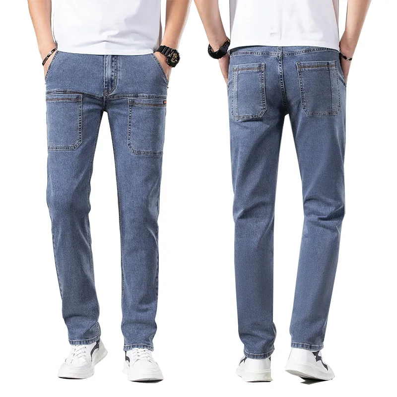 2023 אביב סתיו בגדי נוער גברים של סלים ישר ג 'ינס פשוטים אופנה גברים מתאימים כותנה למתוח נוסטלגי הג' ינס
