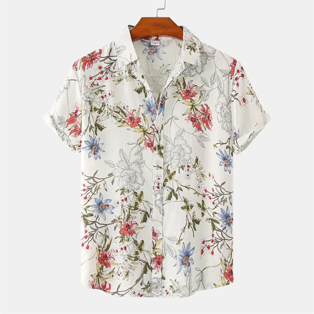 2023 אנשים פשוטים החולצה של רוז פרח 3d הדפסה מזדמנים עם שרוולים קצרים למעלה מסיבת חוף חולצות זכר בגדים רפויים, חולצה הוואית אדם