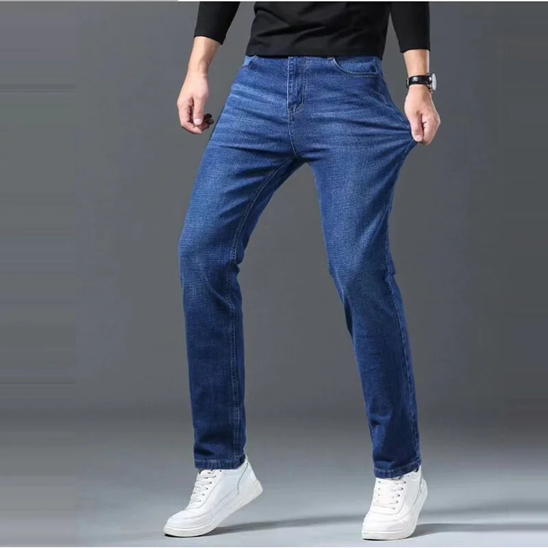 2023 הקיץ קרח דק משי, ג ' ינס של הגברים ישר סלים למתוח Tencel מזדמנים מכנסיים נוער גברים של מכנסיים הסיטוניים
