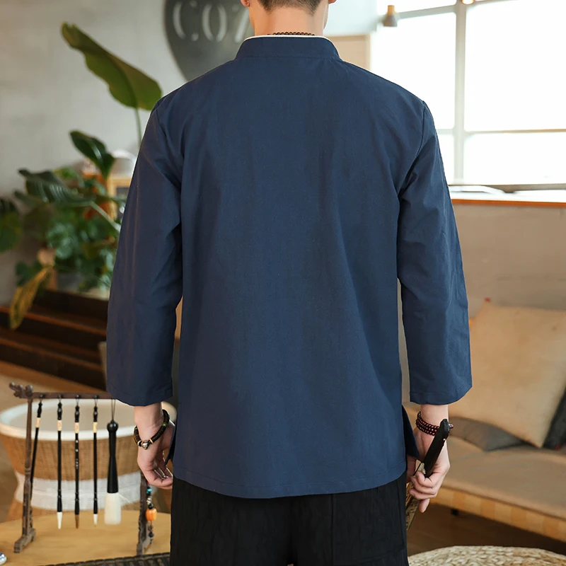 2023 סיני רטרו של גברים חולצה מטבח בייקר צבע אחיד חוסם את בגדי העבודה לנשימה גודל פלוס מלון מלצר במדים