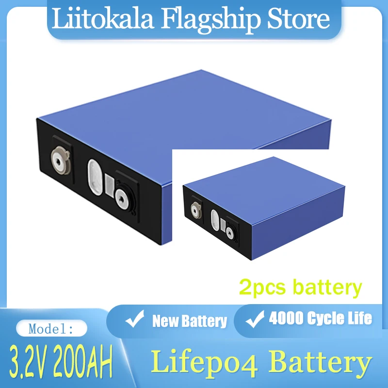 2pcs LiitoKala 3.2 V 200AH Lifepo4 Rechargable סוללות ליתיום ברזל פוספט סוללה עבור PV RV שמש עגלות גולף האיחוד האירופי לנו מס חינם