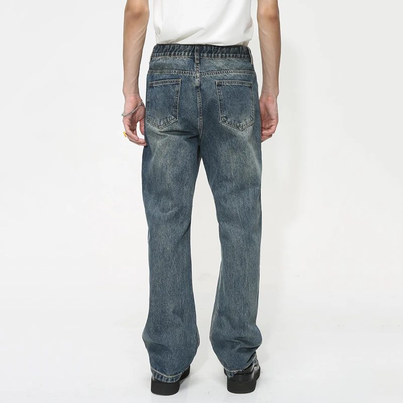 IEFB גבוהה המותניים Slim Fit ג 'ינס מכנסיים מגמת גברים ללבוש בקיץ החליק צבע רחב הרגל ג' ינס אופנה וינטג ישר מכנסיים 9C1100