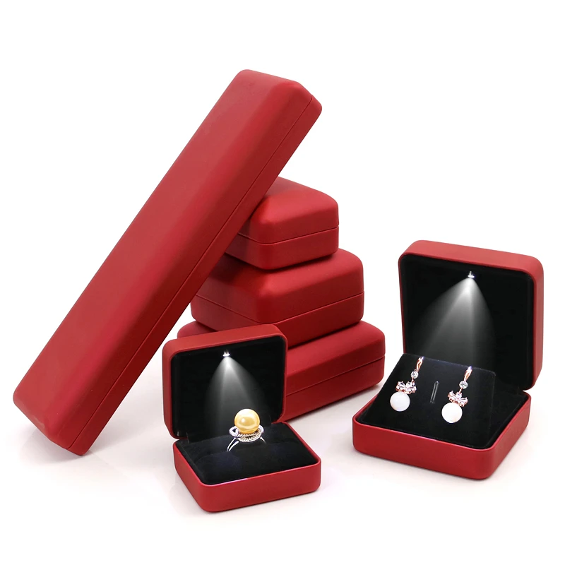 LED תיבת תכשיטים עבור טבעת, שרשרת, טבעת האירוסין להציג מתנה תיק אריזה להציג קופסאות עם אור אחסון תיקים הסיטוניים
