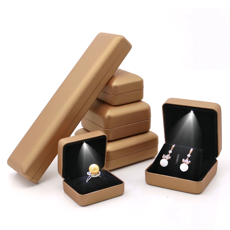 LED תיבת תכשיטים עבור טבעת, שרשרת, טבעת האירוסין להציג מתנה תיק אריזה להציג קופסאות עם אור אחסון תיקים הסיטוניים