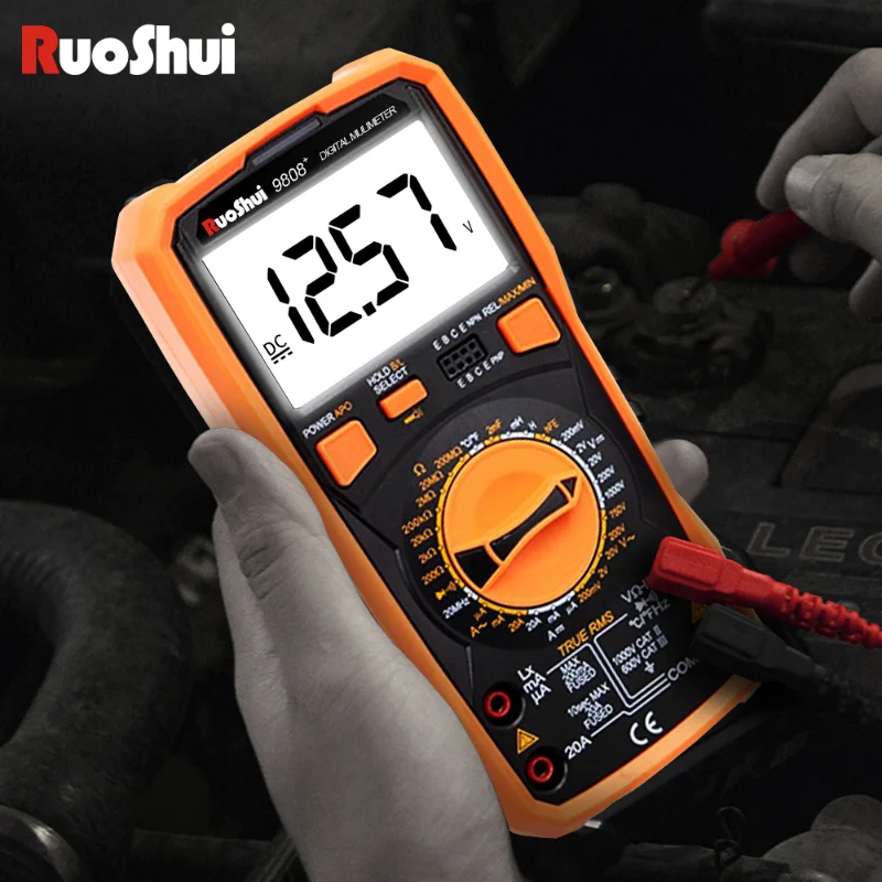 RuoShui 9808+ דיגיטלי מודד השראות 20H דיוק גבוה 2000uF Capacimeter 20MHz תדירות מדידת טמפרטורה עם LCR