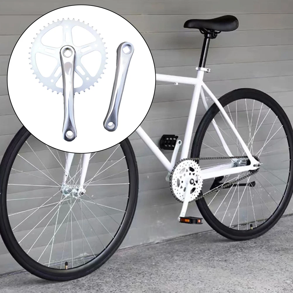 אופניים קראנק Chainwheel להגדיר אופני כביש אופניים Chainset גלגל 42T 170mm כסף עבור מהפך אופניים MTB כיכר חור קראנק דיסק
