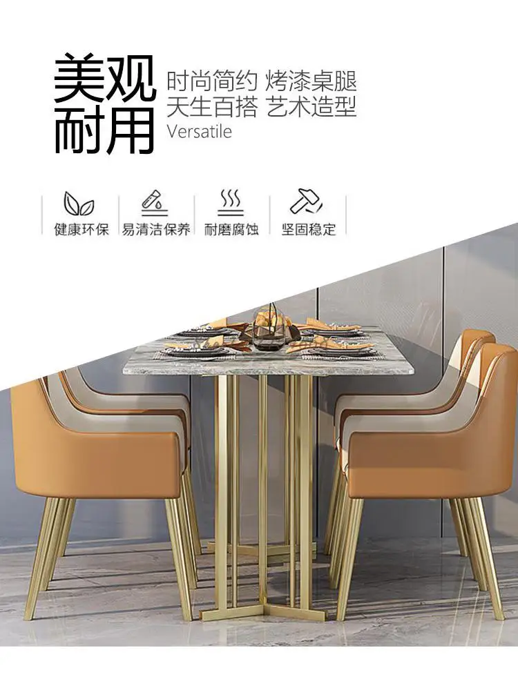 אור חדש יוקרתי בסגנון רוק לוח השיש שולחן האוכל והכיסאות מודרני מינימליסטי שולחן האוכל הביתה שולחנות מסעדה מלון