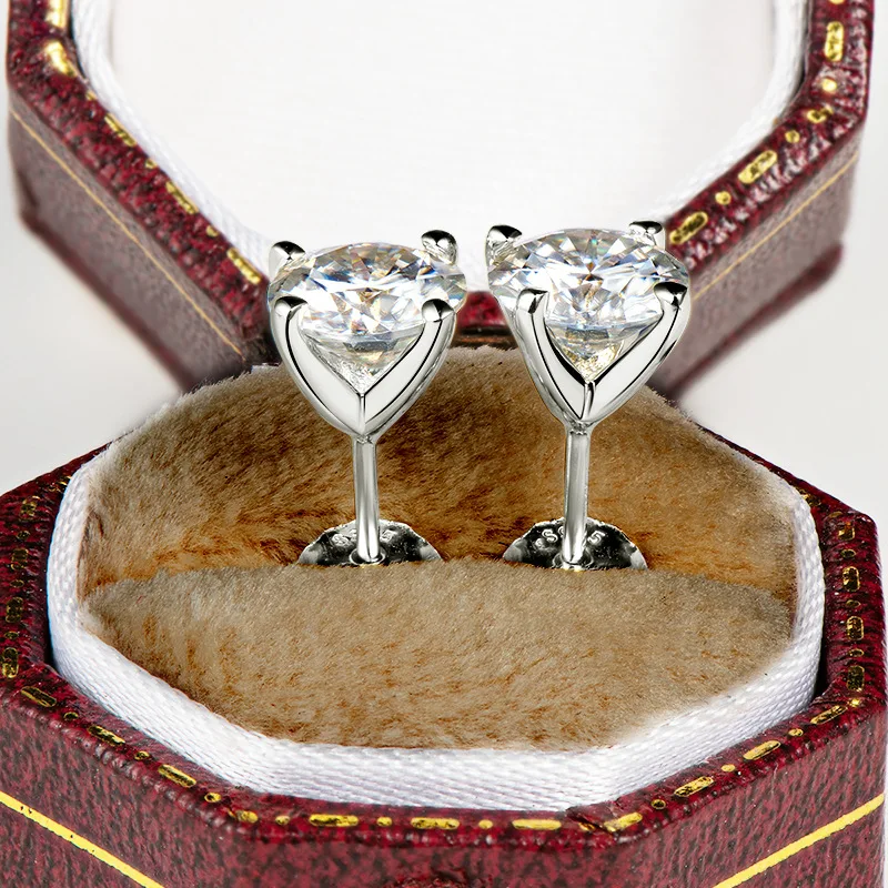 אמיתי 1 קראט צבע D Moissanite עגילי יהלומים לנשים ב-100% כסף סטרלינג 925 נוצץ עגיל לנשים תכשיטים לחתונה