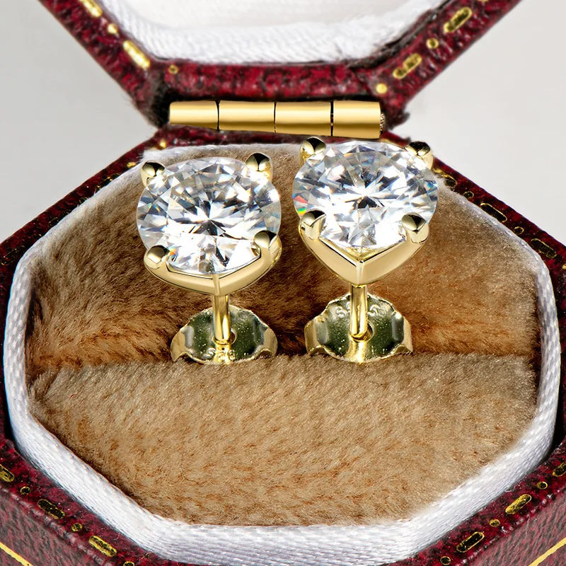 אמיתי 1 קראט צבע D Moissanite עגילי יהלומים לנשים ב-100% כסף סטרלינג 925 נוצץ עגיל לנשים תכשיטים לחתונה