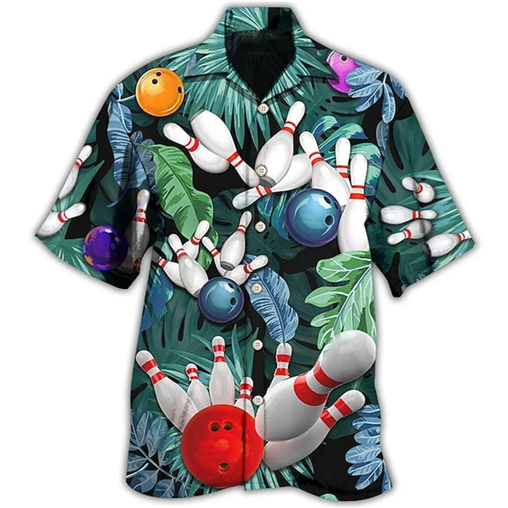 באולינג דפוס קיץ החוף חולצת הוואי אדם קמפינג 3d וינטג ' פס שרוול קצר מקרית חופשה מיובאים בגדים פרחוניים