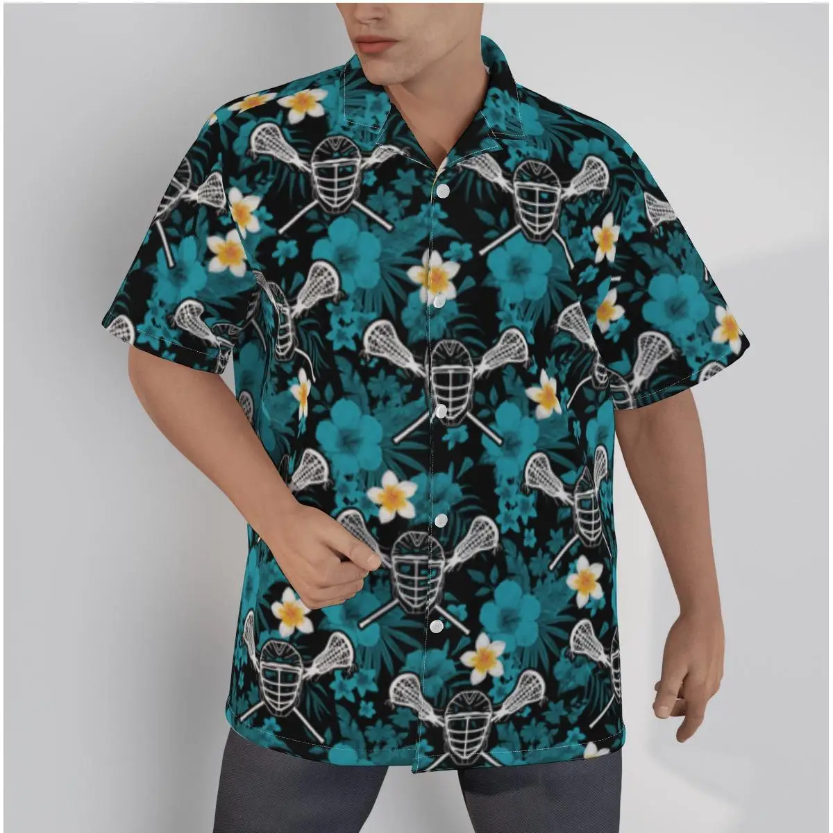 גברים חולצת הוואי קריקטורה דבורה החוף שרוול קצר בקיץ מזדמן כפתור למעלה טלאים מקסימום 3D גריי חולצות