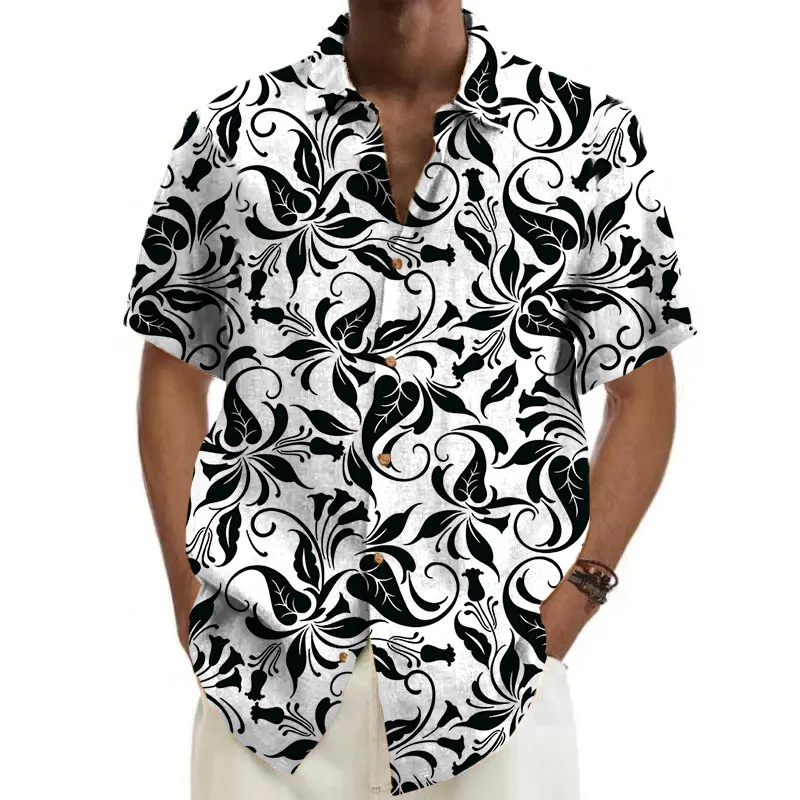 הוואי חולצה לגברים 3D פרח להדפיס חולצות קיץ האופנה שרוול קצר חולצות Tees מזדמן דפוס החולצה הענקית בגדי גברים