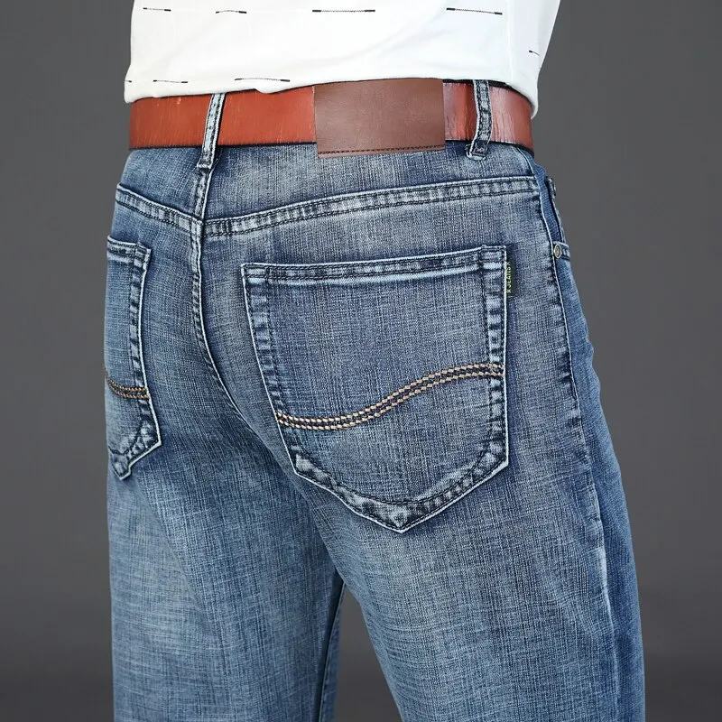 העסק החדש ג 'ינס של גברים מזדמנים וישר אופנה קלאסי שחור כחול לעבוד במכנסי ג' ינס מכנסיים זכר מותג בגדים בגודל 32-38