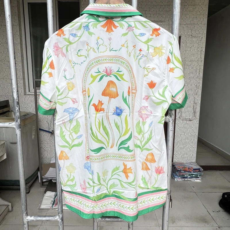 חליפת קיץ סגנון קזבלנקה חולצות פרח תבנית הדפסה גברים באיכות גבוהה גברים ביגוד קזבלנקה חולצות