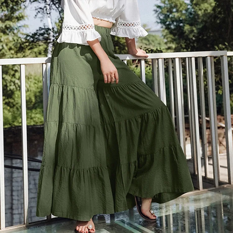 כותנה חצאית נשים אופנה 2023 סתיו חורף מכנסיים מזדמנים מוצק קו גבוהה המותניים מידי זמן החצאית הנשית ירוק קפה שחור