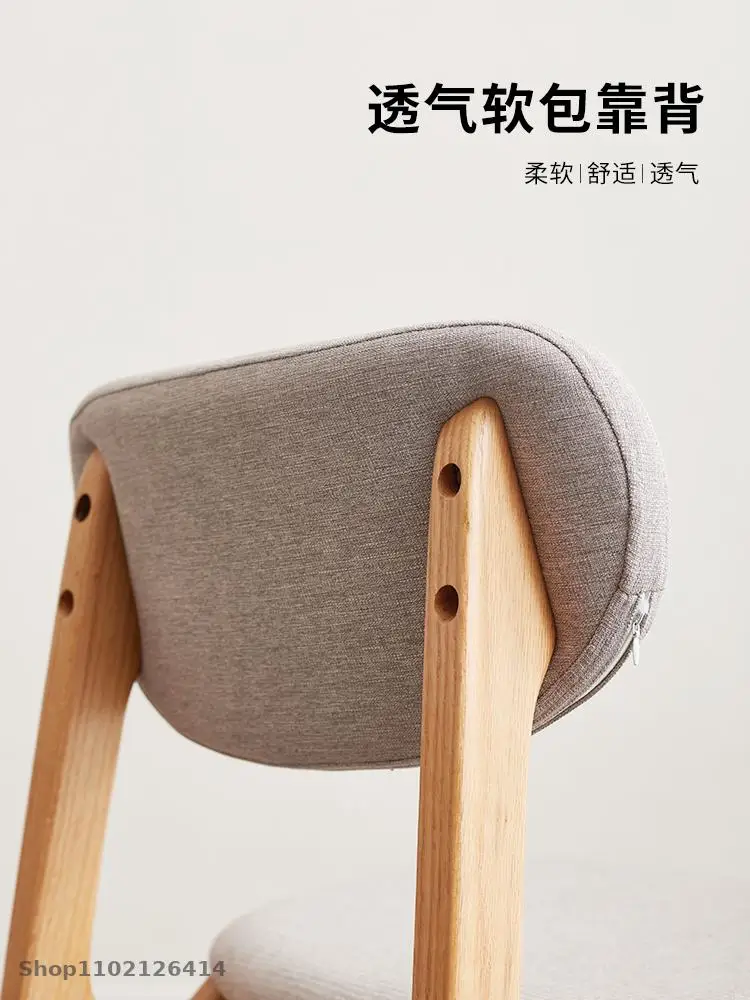 מודרני מינימליסטי האוכל כיסא בסגנון נורדי הביתה רך תיק נשלף שרפרף עץ אלון עץ מלא הכיסא הפנוי משענת הכיסא.