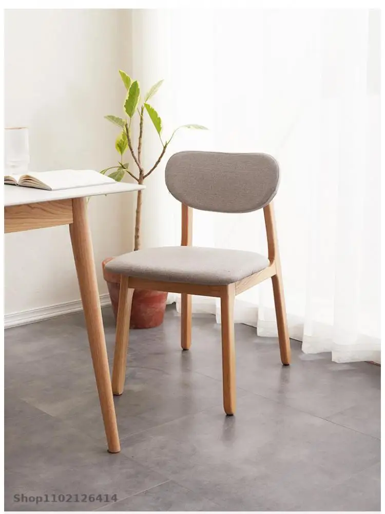 מודרני מינימליסטי האוכל כיסא בסגנון נורדי הביתה רך תיק נשלף שרפרף עץ אלון עץ מלא הכיסא הפנוי משענת הכיסא.