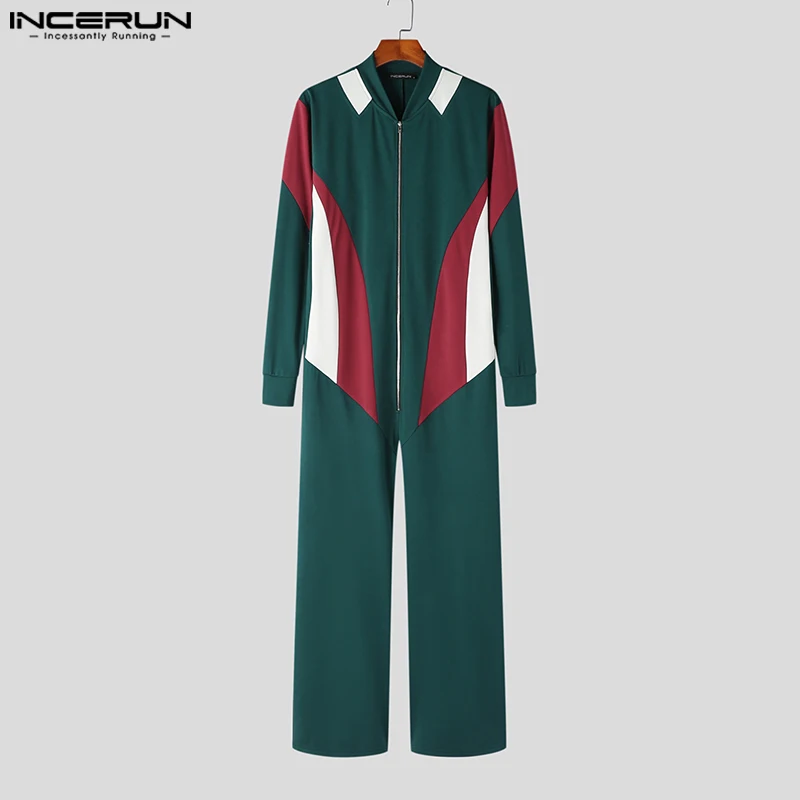 מסוגנן חם למכירה ניו גברים בגדי הגוף INCERUN טלאים צבע ניגודיות ציפר עיצוב החליפות פנאי כל-התאמה Rompers S-5XL 2023