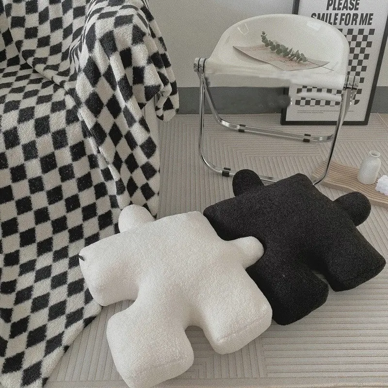 שחור-לבן פשוט עיצוב מודרני בסגנון ממולאים פאזל בצורת כרית Spliceable צבעוני שטיח הרצפה התינוק זוחל משחק מחצלת ילד